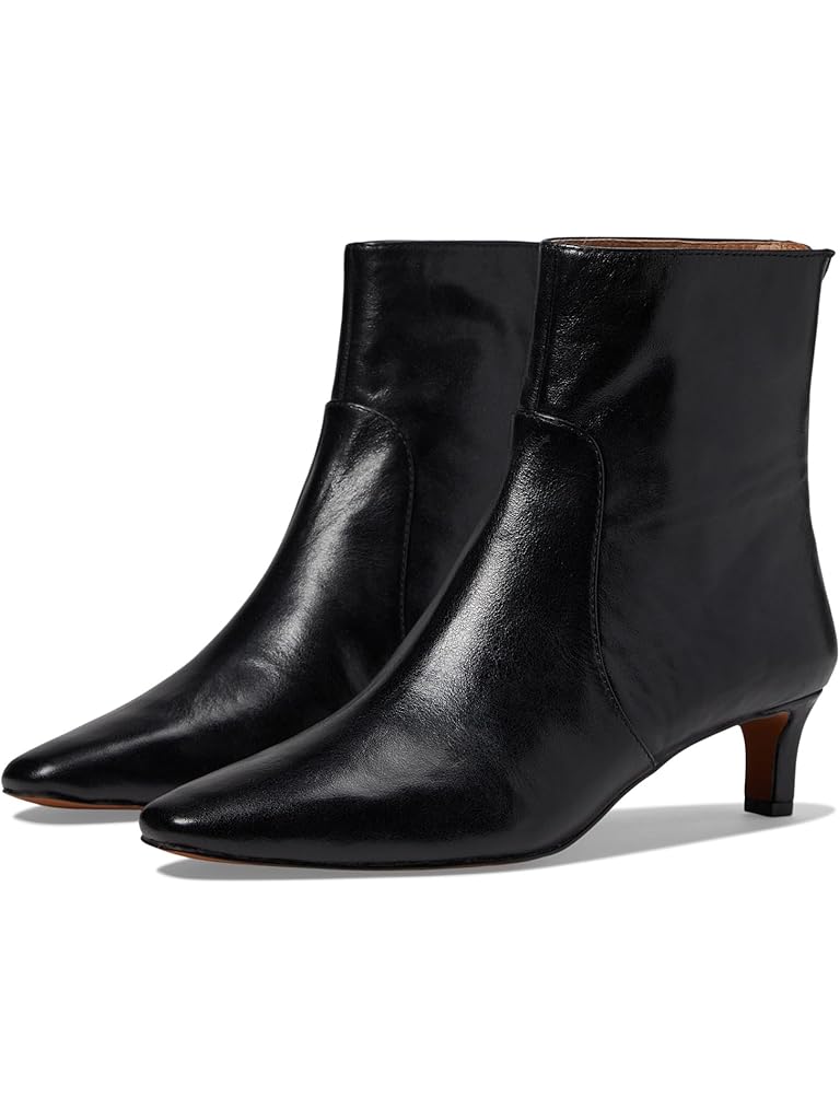 Black Madewell The Dimes Kitten-Heel Boot In Crinkle Leather