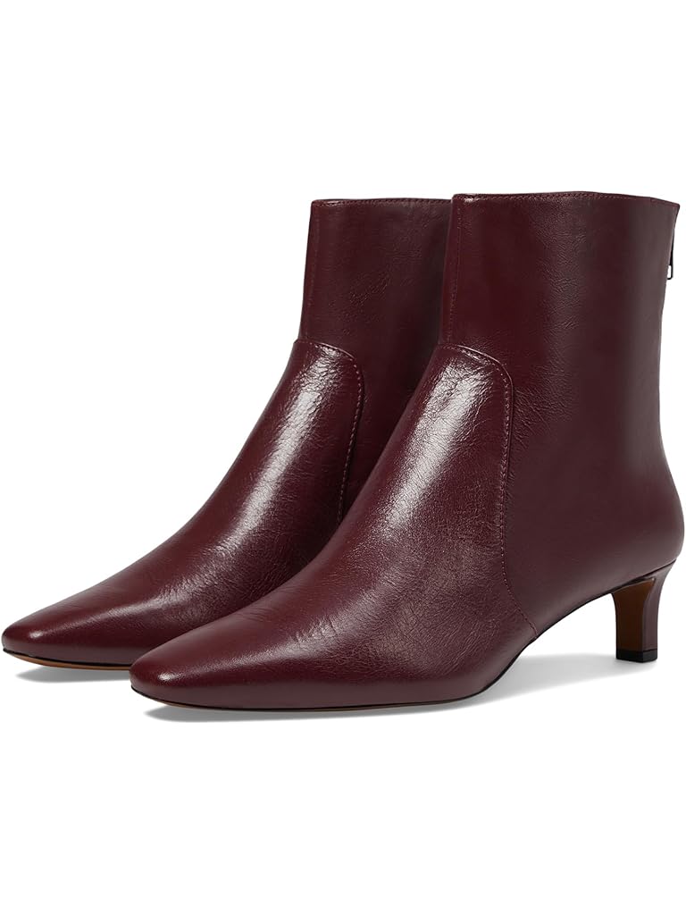 Burgundy Madewell The Dimes Kitten-Heel Boot In Crinkle Leather