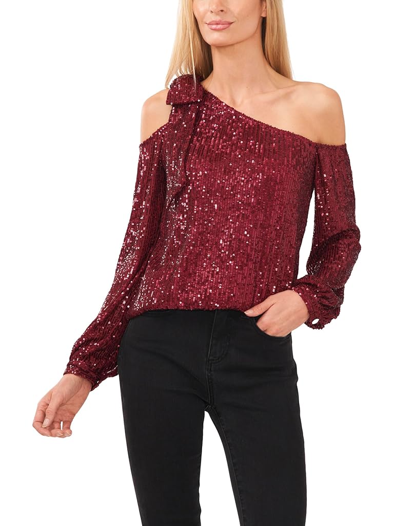 Multi CeCe Sequin One Shoulder Top